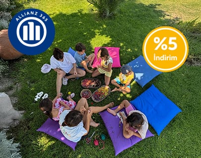 Allianz 365 Ailem üyeleri, Gymy Kids'in orman atölyesi, müze gezisi, yaz okulu, bebek atölyeleri, cimnastik atölyeleri ve yurtiçi ve yurtdışı seyahat programlarında geçerli %5 indirimden faydalanabilir.