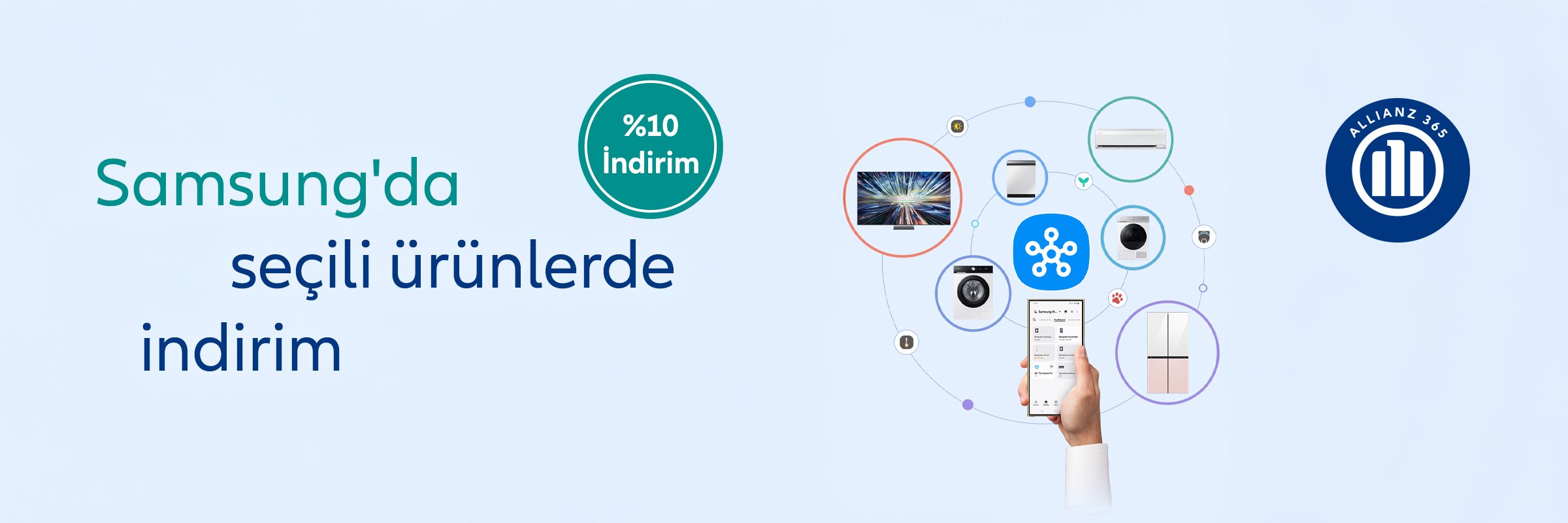 Allianz 365 Samsung seçili ürünlerde %10 indirim kampanyası ve akıllı ev aletleri.